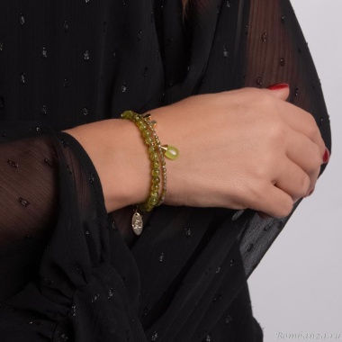 Браслет Lanzerotti, Verde, двойной,пренит, циркон, подвеска из жада, LZ-24.12-547 зеленый Браслет Lanzerotti, Verde, двойной,пренит, циркон, подвеска из жада, LZ-24.12-547 зеленый