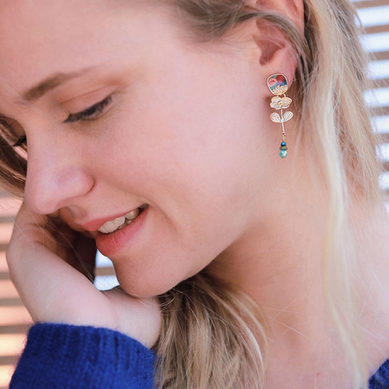 Серьги Taratata, Revolution, золотистые со стеклянными бусинами и цветной эмалью, TT-H19-13980-20M