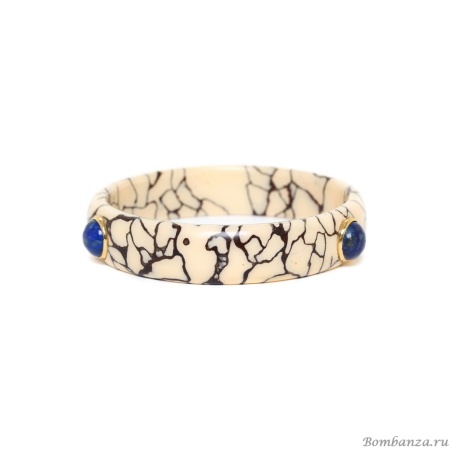 Браслет Nature Bijoux, Camouflage, обруч, с термитником в смоле и лазуритом, NB23.2-13-43323 бежевый