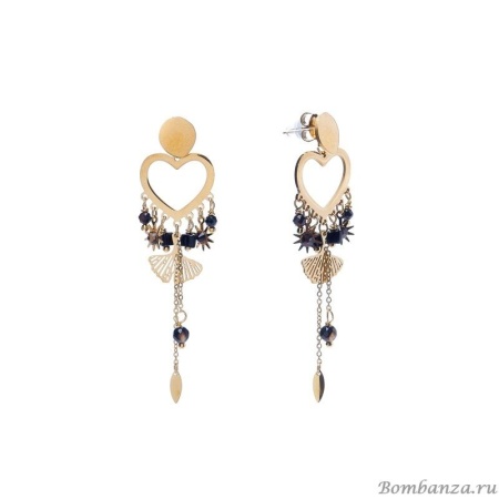 Серьги Moon Paris, сердца, подвески,, Mo-1911-215 золотистый