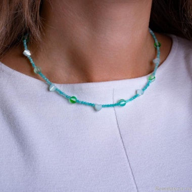 Колье Lanzerotti, Ispirazione, амазонит, перламутр, хрусталь, LZ-24.10-406 бирюзовый