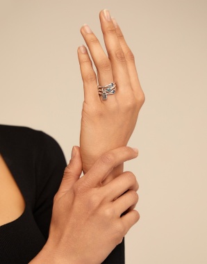 Кольцо UNOde50, Happy blue с серебром, Freedom, ANI0678AZUMTL09 Кольцо UNOde50, Happy blue с серебром, Freedom, ANI0678AZUMTL09