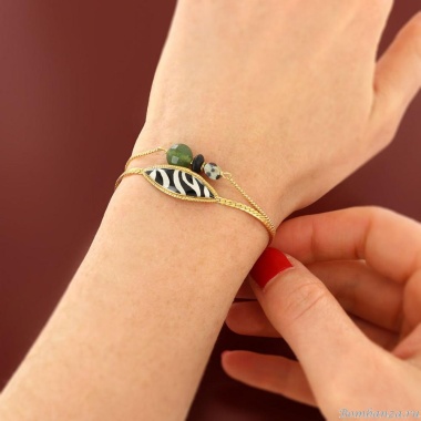 Браслет TARATATA, Zebra, смола, яшма, гематит, оникс, агат, TT-H25-04305-202 черный Браслет TARATATA, Zebra, смола, яшма, гематит, оникс, агат, TT-H25-04305-202 черный