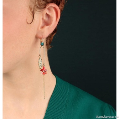 Серьги TARATATA, Fuchsia, смола, стеклянные бусины, золотая краска, TT-E25-02720-20M золотистый