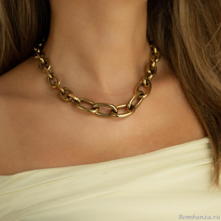 Колье Thot Gioielli, со звеньями разных форм, TG25.1-CLV07 золотистый