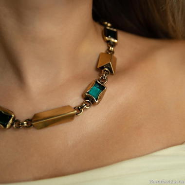 Колье Thot Gioielli, с рейнстоунами, TG25.1-CLV93 золотистый