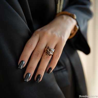 Кольцо Polina Firenze, незамкнутое,ягуар с кристаллами и эмалью, PF25.2-AN1598 коричневый