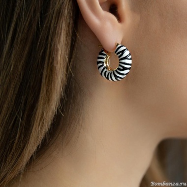 Серьги Francesca Bianchi, кольца, с эмалью, FB25.2-64S золотистый