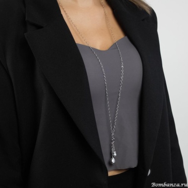 Колье Lanzerotti, Gelido, с жемчугом, цирконием и кристаллом, LZ-25.02-004 серый