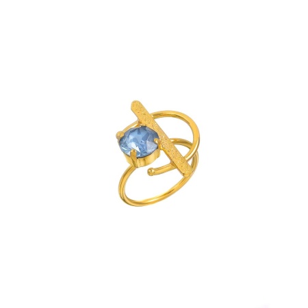 Кольцо Catherine Bijoux, Half moon, разъемное, с кристаллом, CB25.1-5356DG голубой