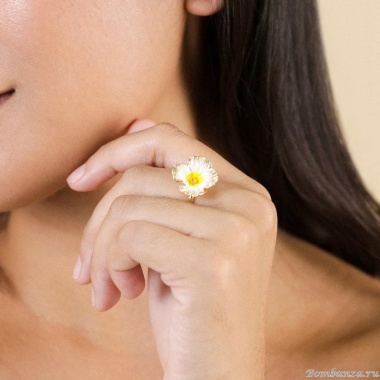 Кольцо Franck Herval, Betty, разъемное, с цветком и цветной эмалью, FH25.2-19-63720 желтый