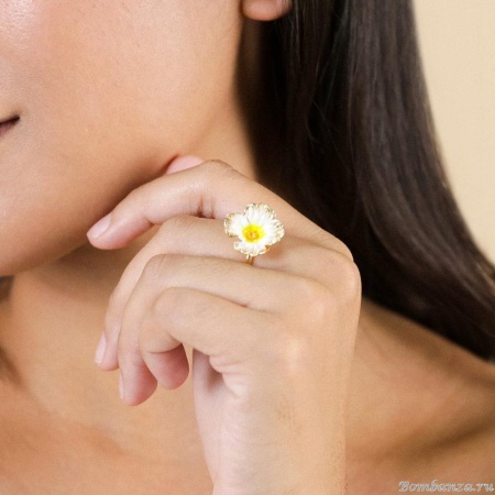 Кольцо Franck Herval, Betty, разъемное, с цветком и цветной эмалью, FH25.2-19-63720 желтый