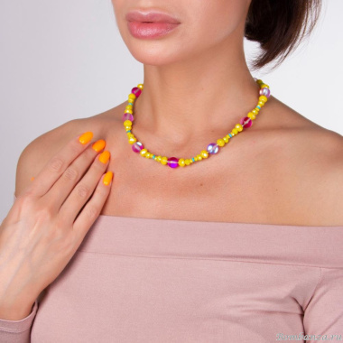 Колье Lanzerotti, Montpasier, с кристаллами и бирюзой, LZ-22.06-183 желтый