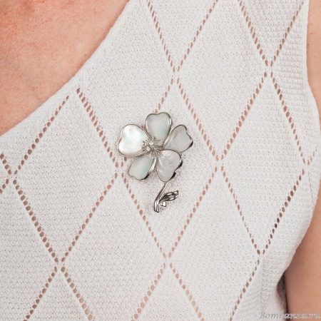 Брошь Цветок Natural shell, XR06426A2 S