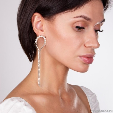 Серьги Moon Paris, Ringo, с жемчугом и кристаллами, MR-22.04-119 серебристый Серьги Moon Paris, Ringo, с жемчугом и кристаллами, MR-22.04-119 серебристый