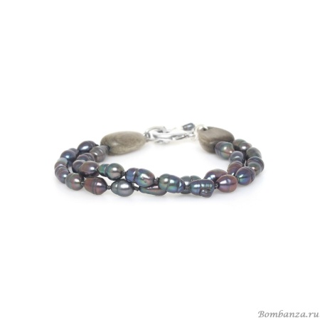 Браслет Nature Bijoux, Pebble Beach, жемчуг, эбеновое дерево, NB25.2-13-44320 серый