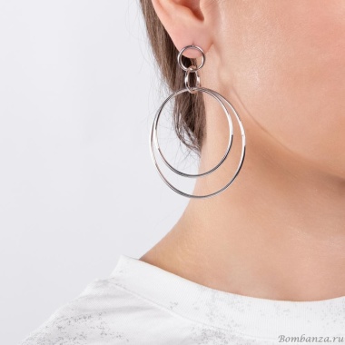 Серьги Moon Paris, Ringo, с подвесками-кольцами, MR-24.05-026 серебристый
