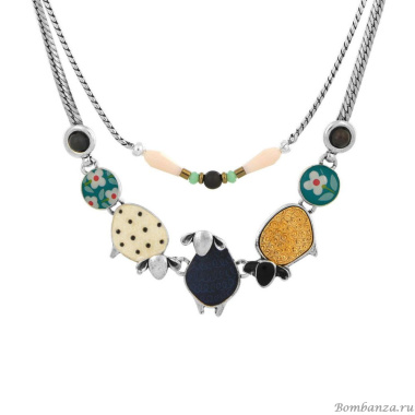 Колье TARATATA, Tweed, с цветной смолой, бусинами и гематитом, TT-W24-06111-10M серебристый