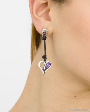 Серьги Tra-la-ra, Pasion, с сердцем и кожей, TLR24-241P108 черный