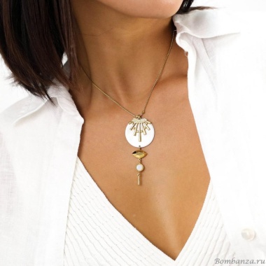 Колье Franck Herval, Ellen, с кристаллом Swarovski и перламутром, FH24.1-15-63981 золотистый