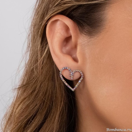 Серьги Moon Paris, Bohemia, в форме сердца с кристаллами, MB-24.06-004 серебристый