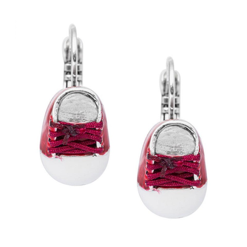 Серьги Taratata, Cannibalos, серебристые, с красной эмалью и текстилем, TT-T20-50707-103