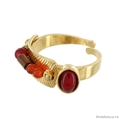 Кольцо TARATATA, Orient, разъемное, с бусинами и сердоликом, TT-E24-10419-203 красный