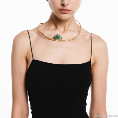 Колье Katerina Vassou, Iris, гривна, с агатом, KV24.1-308994GGREEN зеленый Колье Katerina Vassou, Iris, гривна, с агатом, KV24.1-308994GGREEN зеленый