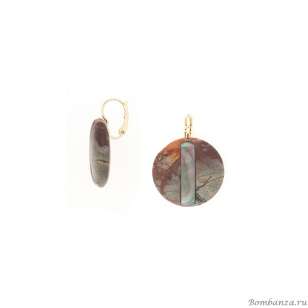 Серьги Nature Bijoux, L'ile Rousse, с яшмой "Пикассо" и перламутром, NB25.2-12-90420 коричневый