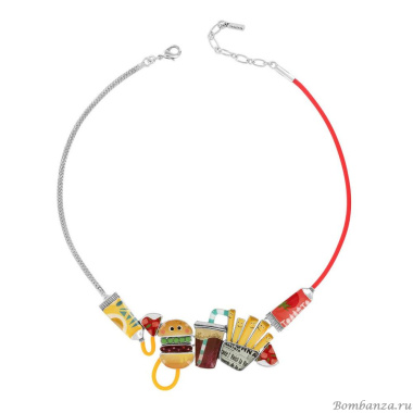 Колье TARATATA, Ketchup, смола, пудра, блестки, шнур и кабошон, TT-W23-08113-10M серебристый