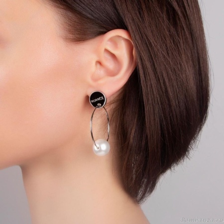 Серьги Nuance, асимметричные, с кольцами и шарами, NFN-23.12-069 белый