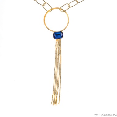 Колье Catherine Bijoux, Crystal diva, с кристаллом и цепями, CB25.1-5280AG синий