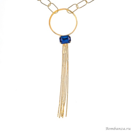 Колье Catherine Bijoux, Crystal diva, с кристаллом и цепями, CB25.1-5280AG синий