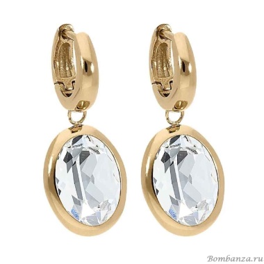 Серьги Qudo, Creole TIVOLA small G crystal, 310501 BW/G Серьги Qudo, Creole TIVOLA small G crystal, 310501 BW/G