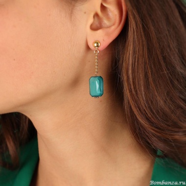 Серьги TARATATA, Glam Rock, со стеклянными бусинами, TT-H23-08936-207 бирюзовый Серьги TARATATA, Glam Rock, со стеклянными бусинами, TT-H23-08936-207 бирюзовый