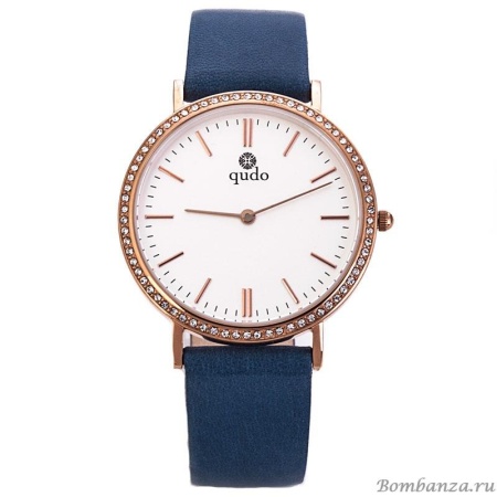 Часы Qudo, Trento, 801544 BL/RG, синий кожаный ремешок
