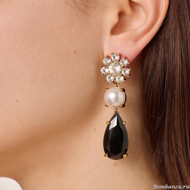 Серьги Dyrberg Kern, MISIA SG BLACK / CRYSTAL, 470094 Серьги Dyrberg Kern, MISIA SG BLACK / CRYSTAL, 470094