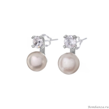 Серьги Moon Paris, с жемчугом и кристаллом, Mo-Y24.11-072 белый