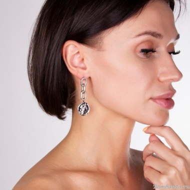 Серьги Moon Paris, Ringo, с подвеской-монетой, MR-22.03-045 серебристый Серьги Moon Paris, Ringo, с подвеской-монетой, MR-22.03-045 серебристый