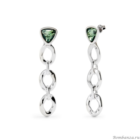 Серьги UNOde50 Ser Camaleonica с зелеными кристаллами, с серебром PEN0981VRDMTL0U
