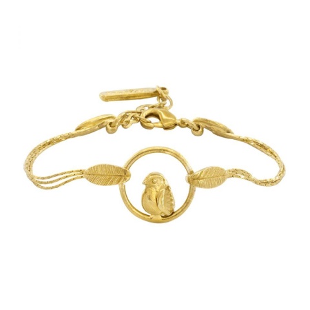 Тонкий браслет Taratata, Picolo, золотистый с птичкой Тонкий браслет Taratata, Picolo, золотистый с птичкой