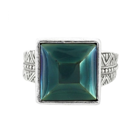 Кольцо Taratata, Gombos, разъемное, серебристое, с зеленым кристаллом, TT-H19-01401-107