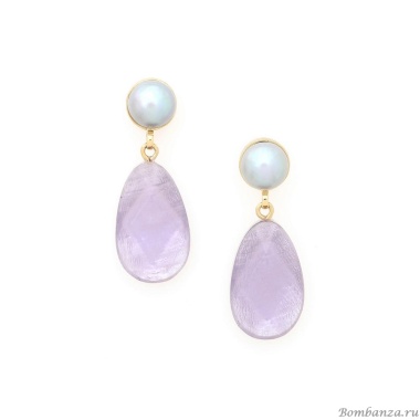 Серьги Nature Bijoux, Lavender, с ракушкой Capiz в смоле и жемчугом, NB25.1-12-90103 сиреневый Серьги Nature Bijoux, Lavender, с ракушкой Capiz в смоле и жемчугом, NB25.1-12-90103 сиреневый