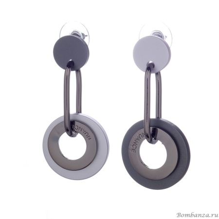Серьги Nuance, асимметричные, с подвесками-кольцами, NFN-24.01-020 серый