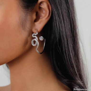 Серьги Ori Tao, Venin, со змеей и перламутром, OT24.2-12-32000 серебристый