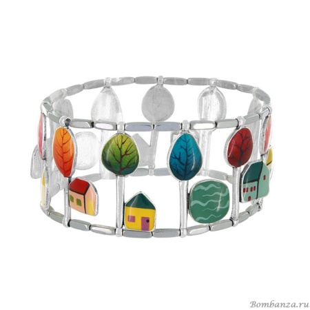 Браслет TARATATA, Mon ptit village, с цветной смолой, узорами, гематитом, TT-H25-03304-10M серебристый