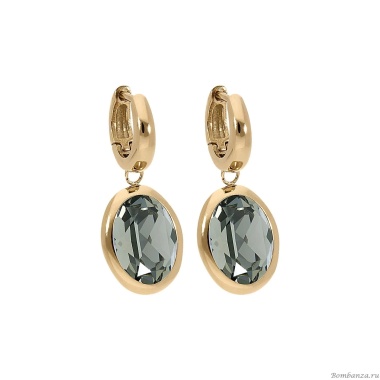 Серьги Qudo, Creole TIVOLA small G black diamond, 310531 BW/G Серьги Qudo, Creole TIVOLA small G black diamond, 310531 BW/G