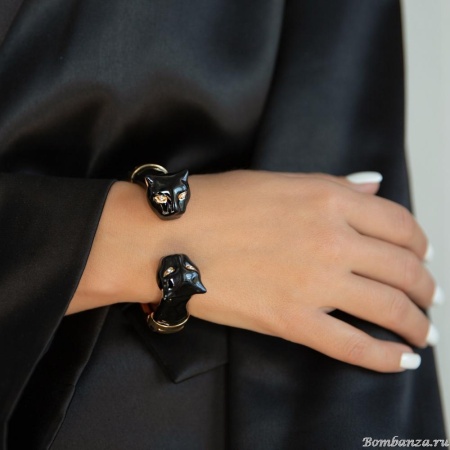 Браслет Polina Firenze, кафф, пантера с кристаллами и эмалью, PF25.2-BR1991 черный