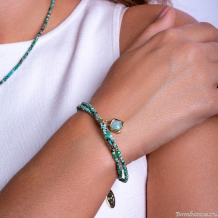 Браслет Lanzerotti, Ispirazione, двойной, бирюза, цирконий, амазонит, LZ-24.10-427 зеленый