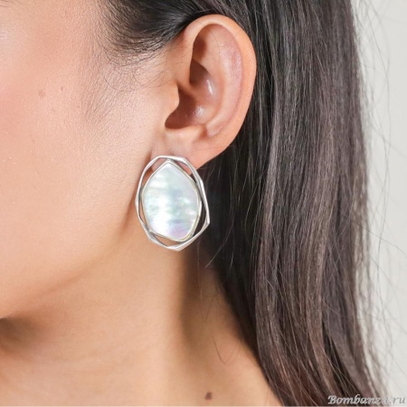 Серьги Ori Tao, Reflet, с перламутром, OT25.2-12-32226 серебристый